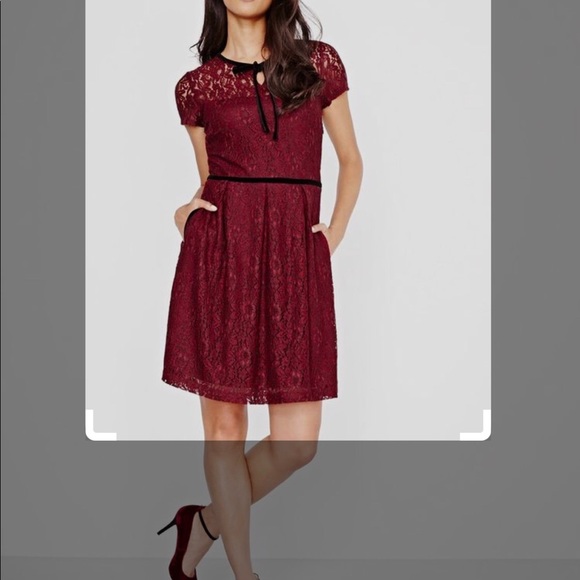 Women’s RW&CO Fit Flare lace dress maroon Large - Picture 3 of 12
